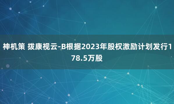 神机策 拨康视云-B根据2023年股权激励计划发行178.5万股